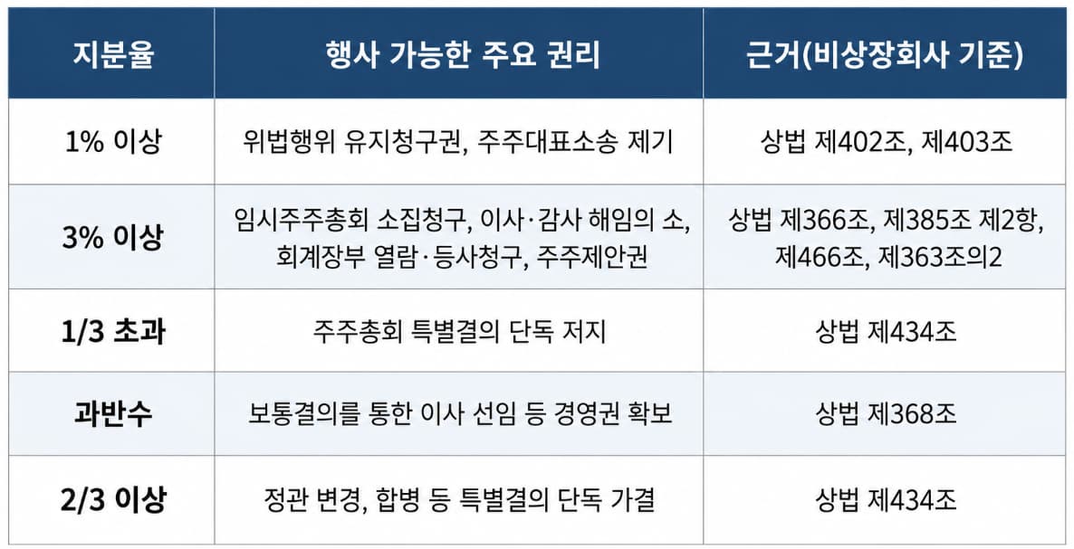 주주간분쟁 주주 지위와 권한 구조의 특징